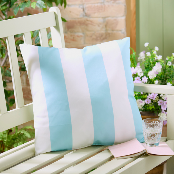 Coussin résistant aux intempéries bleu-blanc