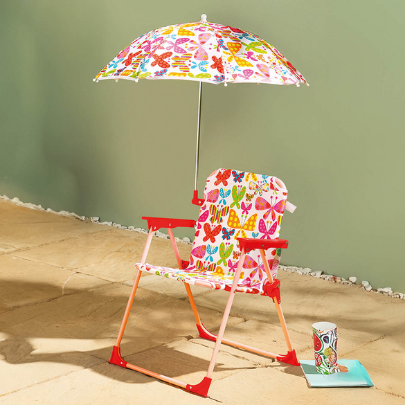 Siège pliant enfant et parasol "Papillons"
