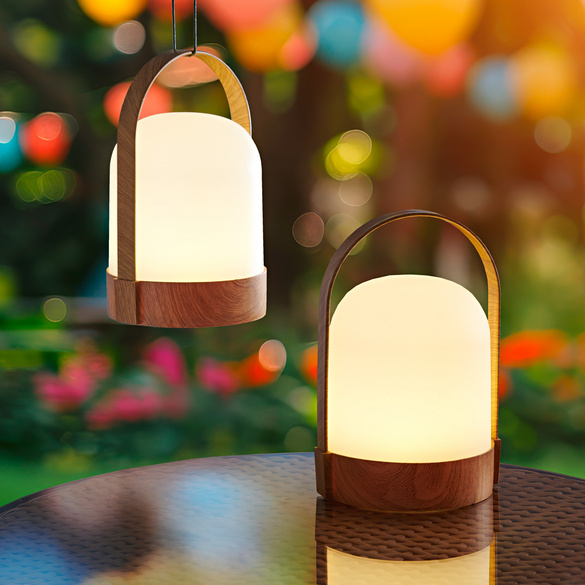 Lampe LED portative Eldo, couleur bois