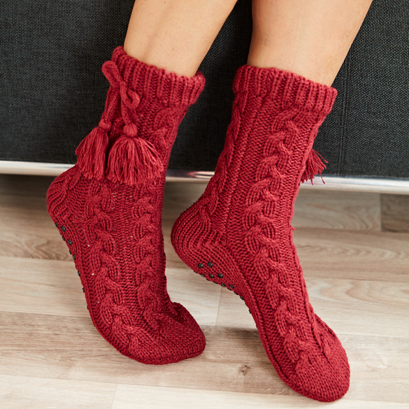 Chaussettes antidérapantes, bordeaux, 1 paire