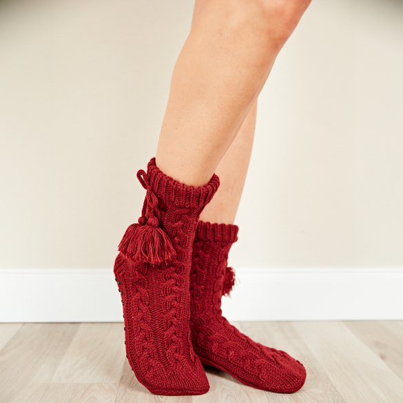 Chaussettes antidérapantes, bordeaux, 1 paire