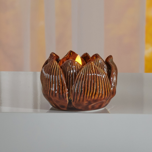 Photophore "Fleur" Eldo, marron