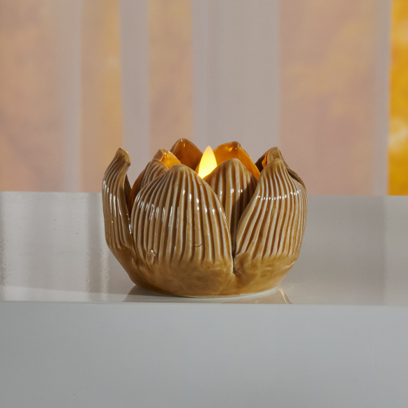 Photophore "Fleur" Eldo, crème