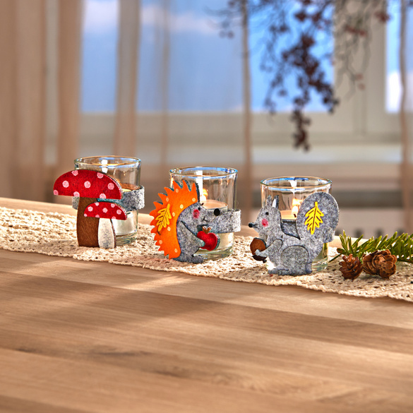 Lot de 3 photophores "Messagers de l'automne" Eldo