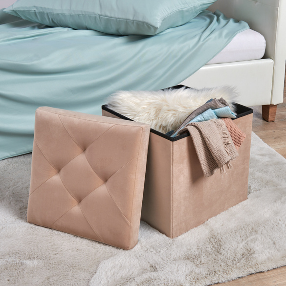 Tabouret avec rangement Eldo, crème