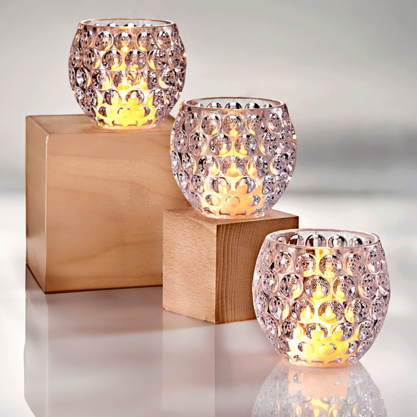 Lot de 3 photophores LED à facettes  Eldo