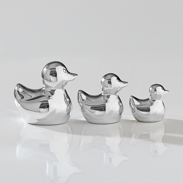 Lot de 3 canards en céramique Eldo, argent