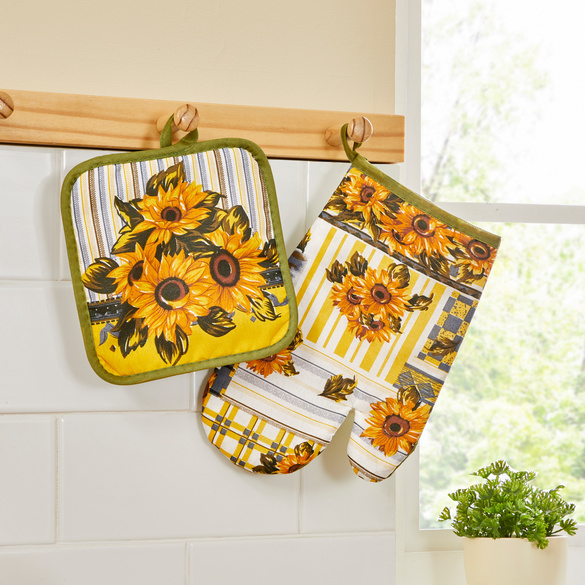 Ensemble manique et gant antichaleur "Tournesols"