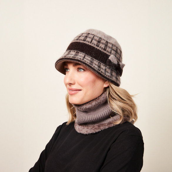 Chapeau avec nœud, taupe
