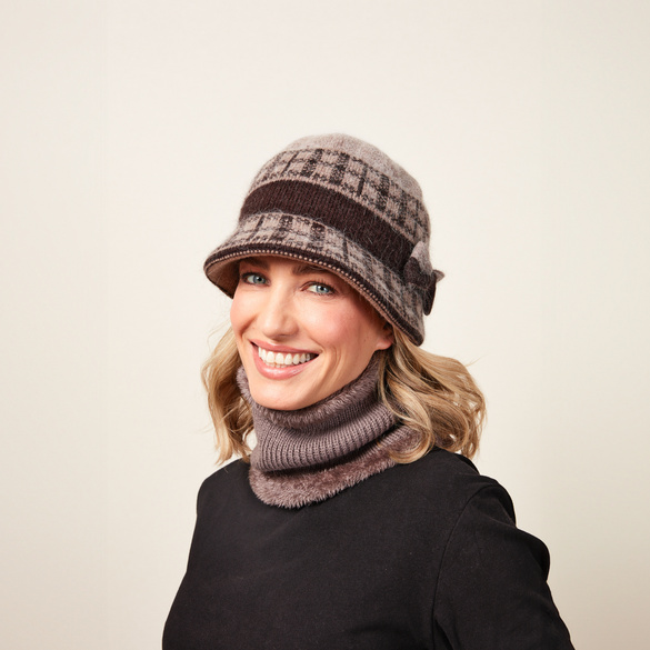 Chapeau avec nœud, taupe