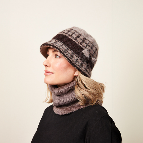 Chapeau avec nœud, taupe