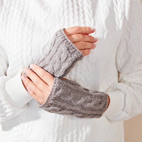 Ensemble gants et manchettes, gris