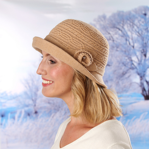 Chapeau en maille, beige