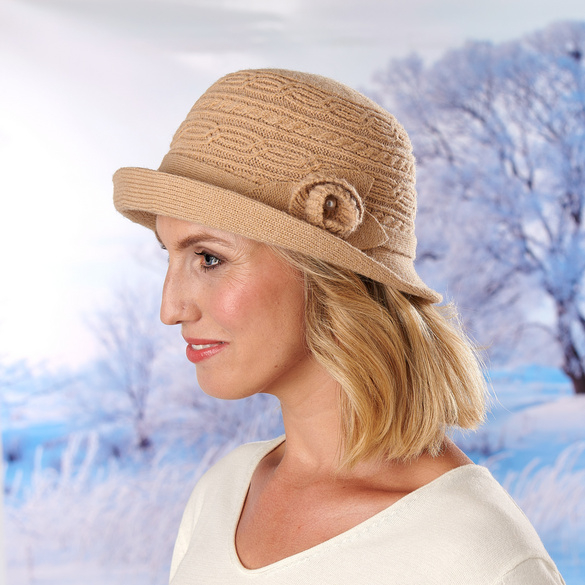 Chapeau en maille, beige