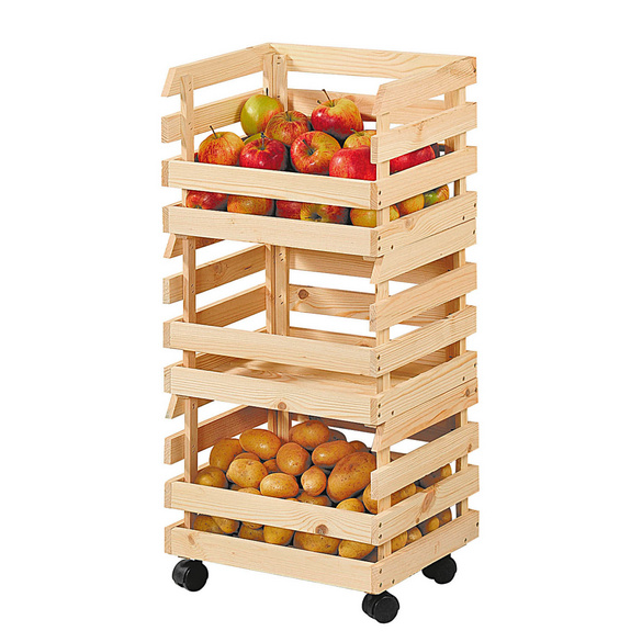 Corbeille à pommes de terre et à fruits en pin 3 pièces KESPER