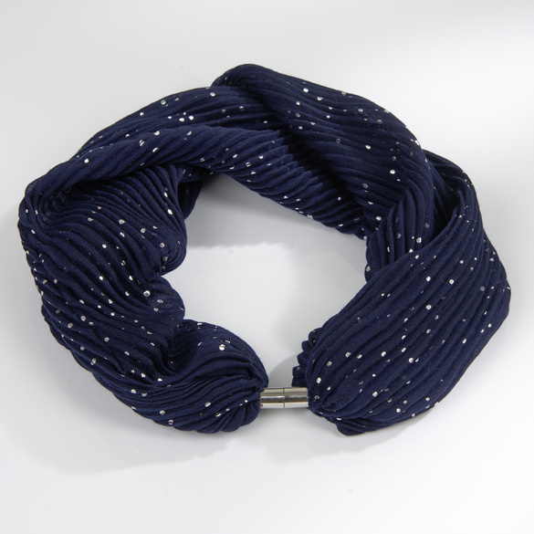 Écharpe aimantée avec effet argenté, bleu foncé