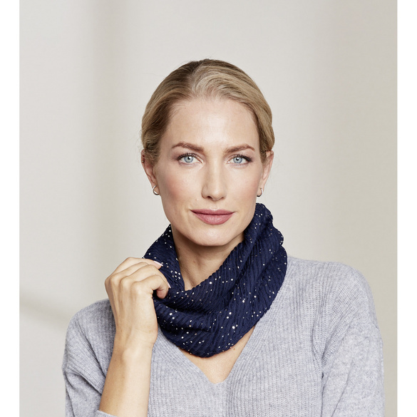 Écharpe aimantée avec effet argenté, bleu foncé