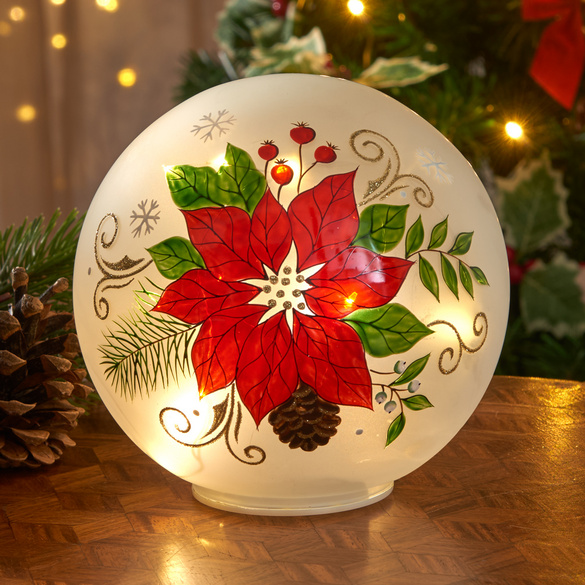 Boule en verre LED "Poinsettia"
