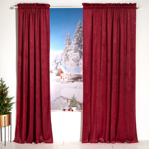 Rideau pour porte avec effet brillant, rouge
