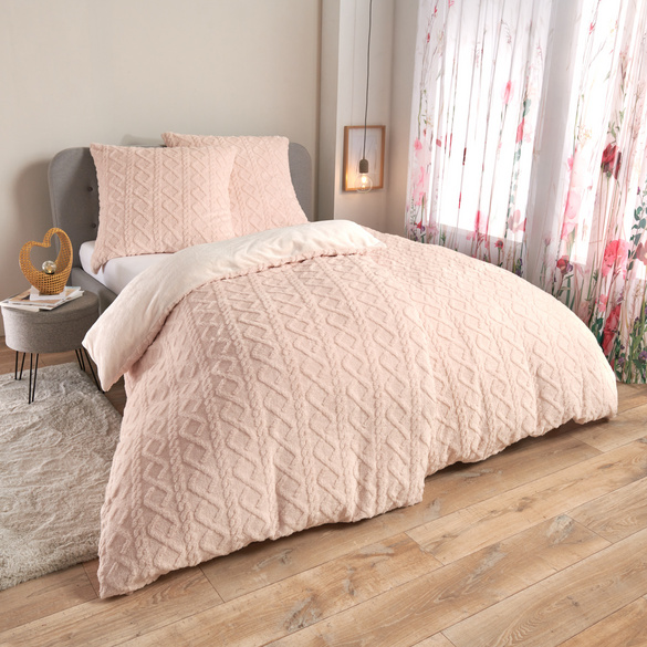 Parure de lit chenille 2 pièces, beige