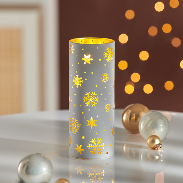 Photophore pour bougies chauffe-plat LED "Flocons"