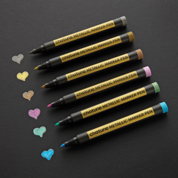 Lot de 6 feutres métalliques, Bourne & Hollins