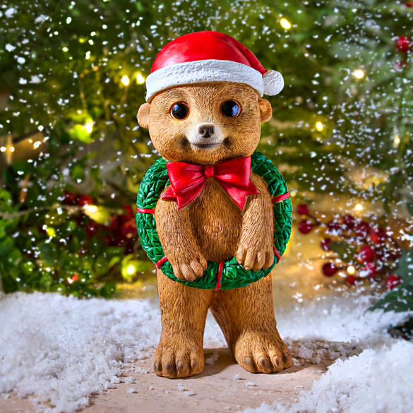 Figurine décorative suricate avec couronne de Noël Gainsborough