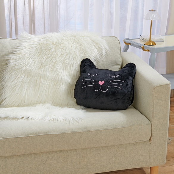 Chauffe-mains/coussin "Chaton", noir