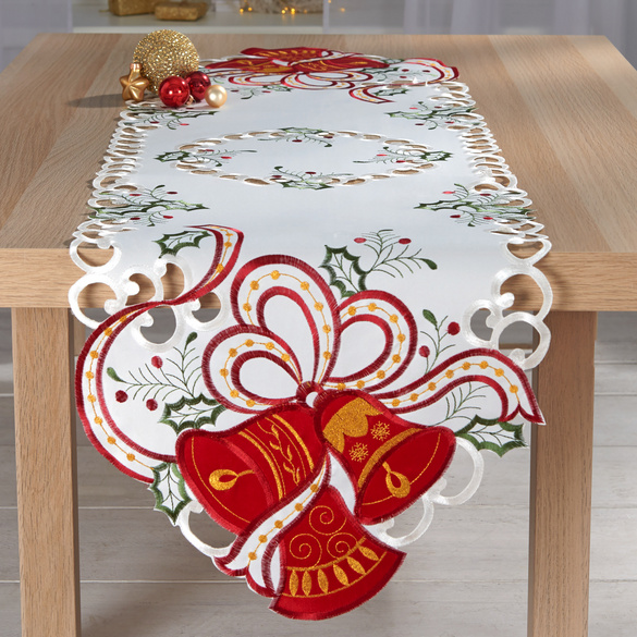 Chemin de table "Cloches de Noël" 136 x 40 cm