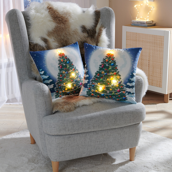 Housse de coussin LED "Sapin de Noël"