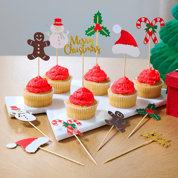 Lot de 12 piques de Noël