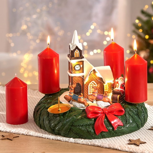 Église de Noël à LED Couronne de l'Avent