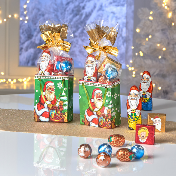 Lot de 2 sachets à offrir "Père Noël avec chien"