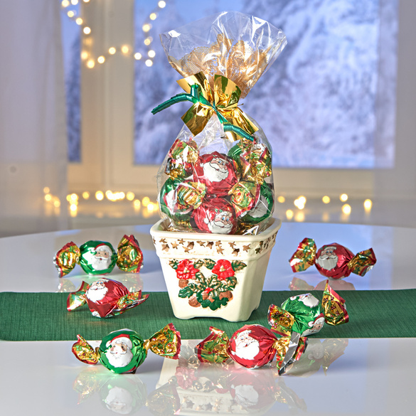 Pot de Noël avec des chocolats