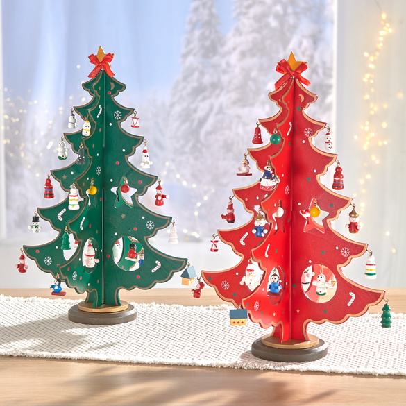 Sapin de Noël en bois Eldo, rouge