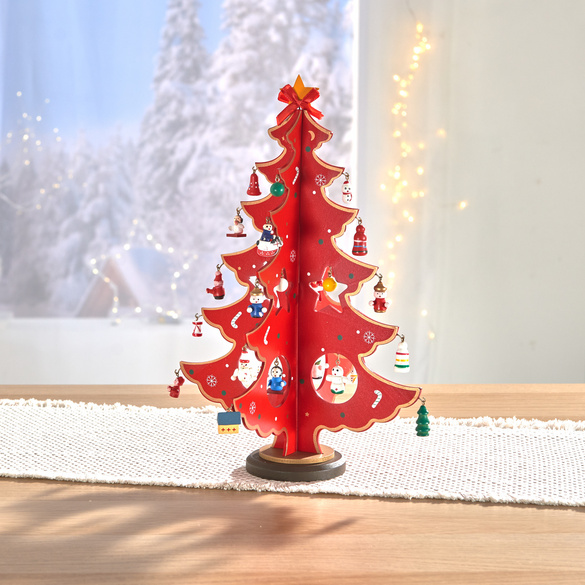 Sapin de Noël en bois Eldo, rouge
