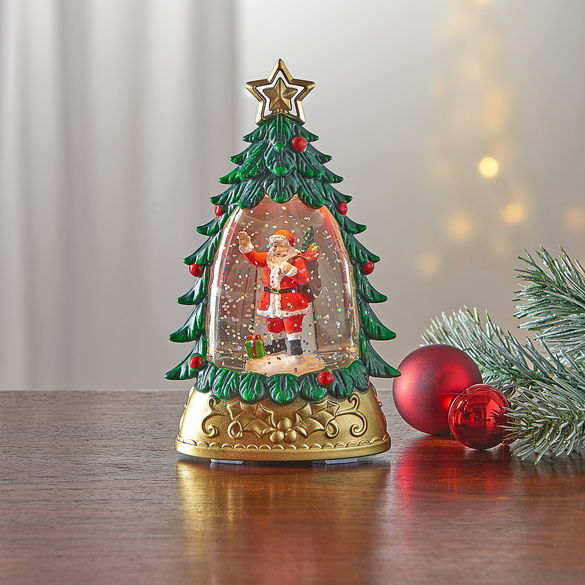 Boule à neige Eldo*, Sapin et Père Noel, vert