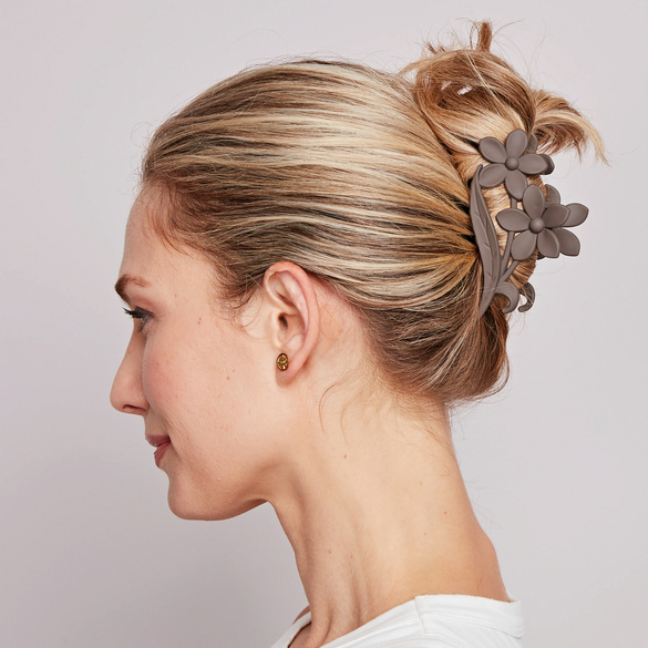 Barrettes "fleurs" noir-beige-taupe lot de 3