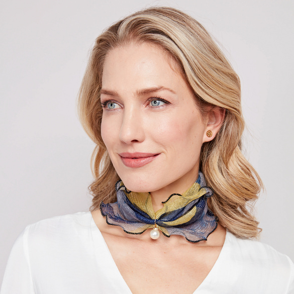 Foulard avec perle "mer"