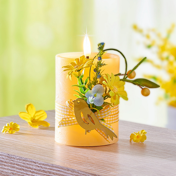 Bougie LED avec décoration jaune