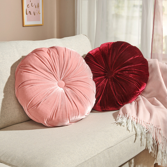 Coussin en velours "Fleur" rose