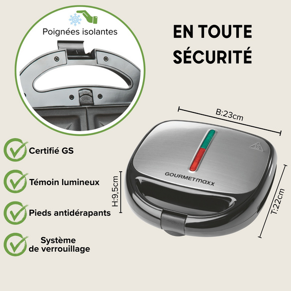 Appareil à croque-monsieur 3 en 1, gril de contact & gaufrier GOURMETmaxx
