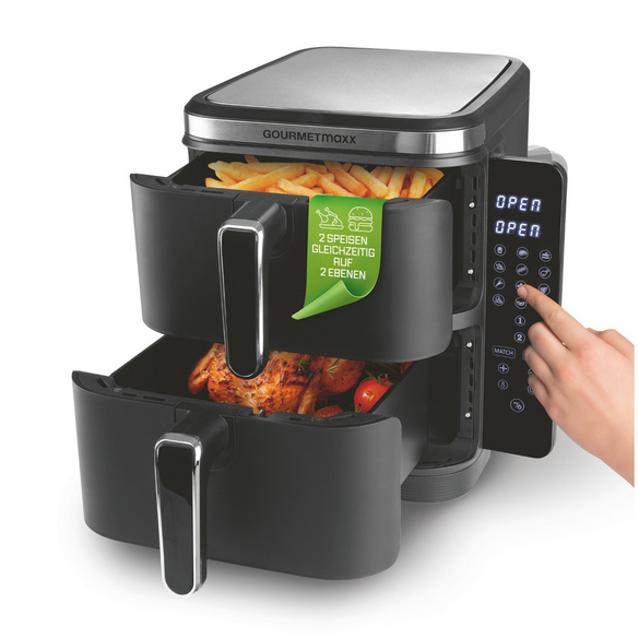Friteuse à air chaud verticale 2 x 5 l double chambre GOURMETmaxx
