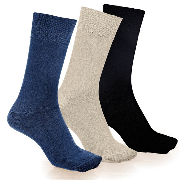 Lot de 3 paires de chaussettes en bambou, beige/noir/bleu