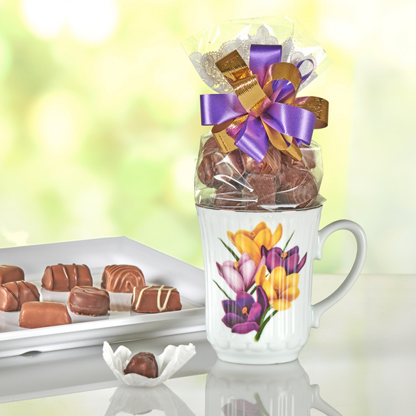 Tasse "Crocus" avec chocolats