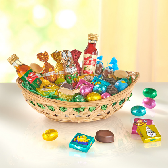 Panier de Pâques aux douceurs alcoolisées