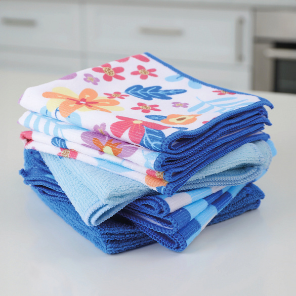 Lot de 10 chiffons microfibres design floral