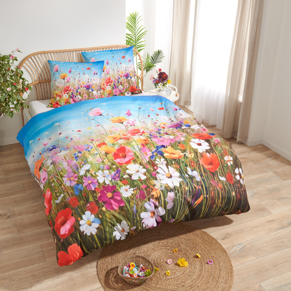 Parure de lit Champs de fleues Eldo, 3 pièces