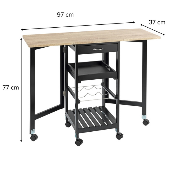 Chariot de cuisine avec plateau & fonction pliante WENKO