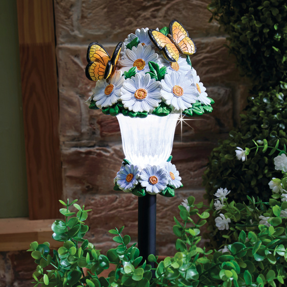 Piquet solaire Papillons & pâquerettes